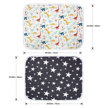 2Pcs Diaper Changing Pads for Baby, Dinosaur Change Mat, 3Layers Waterproof Change Pad Foldable