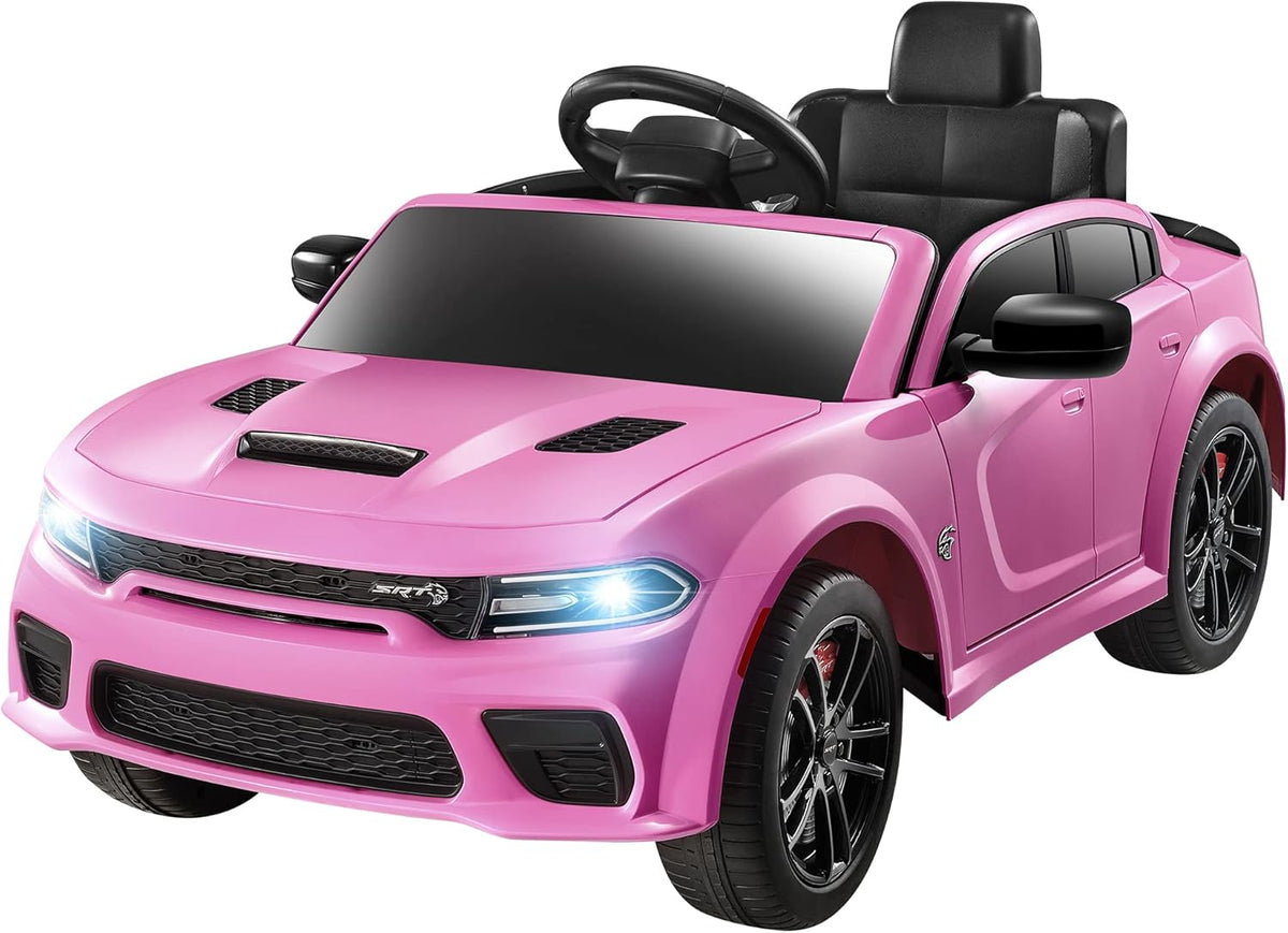 12V 7Ah Kids Electric Ride on Car, Licensed Dodge Charger SRT Hellcat, Battery Powered 4-Wheels Toy