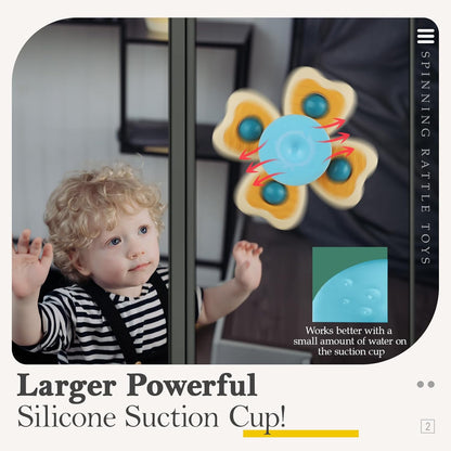 ALASOU 3PCS Suction Cup Spinner Toys for 1 Year Old Boy Girl|Spinning Tops Bath Toys for Kids Ages