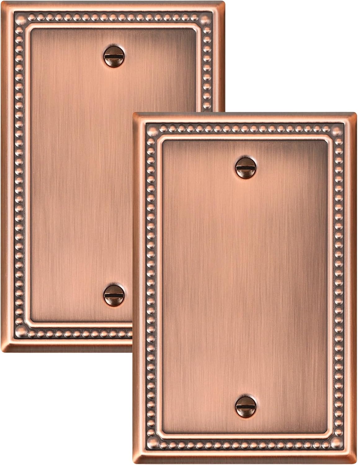2-Pack Blank Outlet Cover Wall Plate, Metal Switch Plates Outlet Covers, Antique Copper Pearls