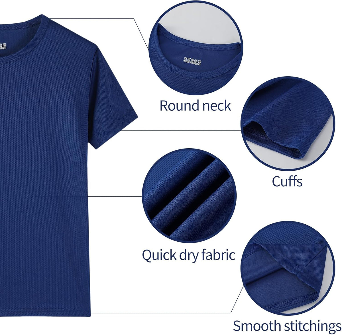 8 Pack Boys Kids Youth Mesh Athletic Quick Dry T Shirts Short Sleeve Moisture Wicking Tee Shirts