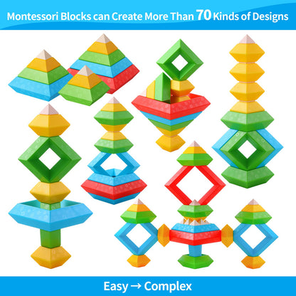 Hieoby Montessori Toys for Toddlers Boys Girls Preschool Learning Activities 30Pcs Building Blocks