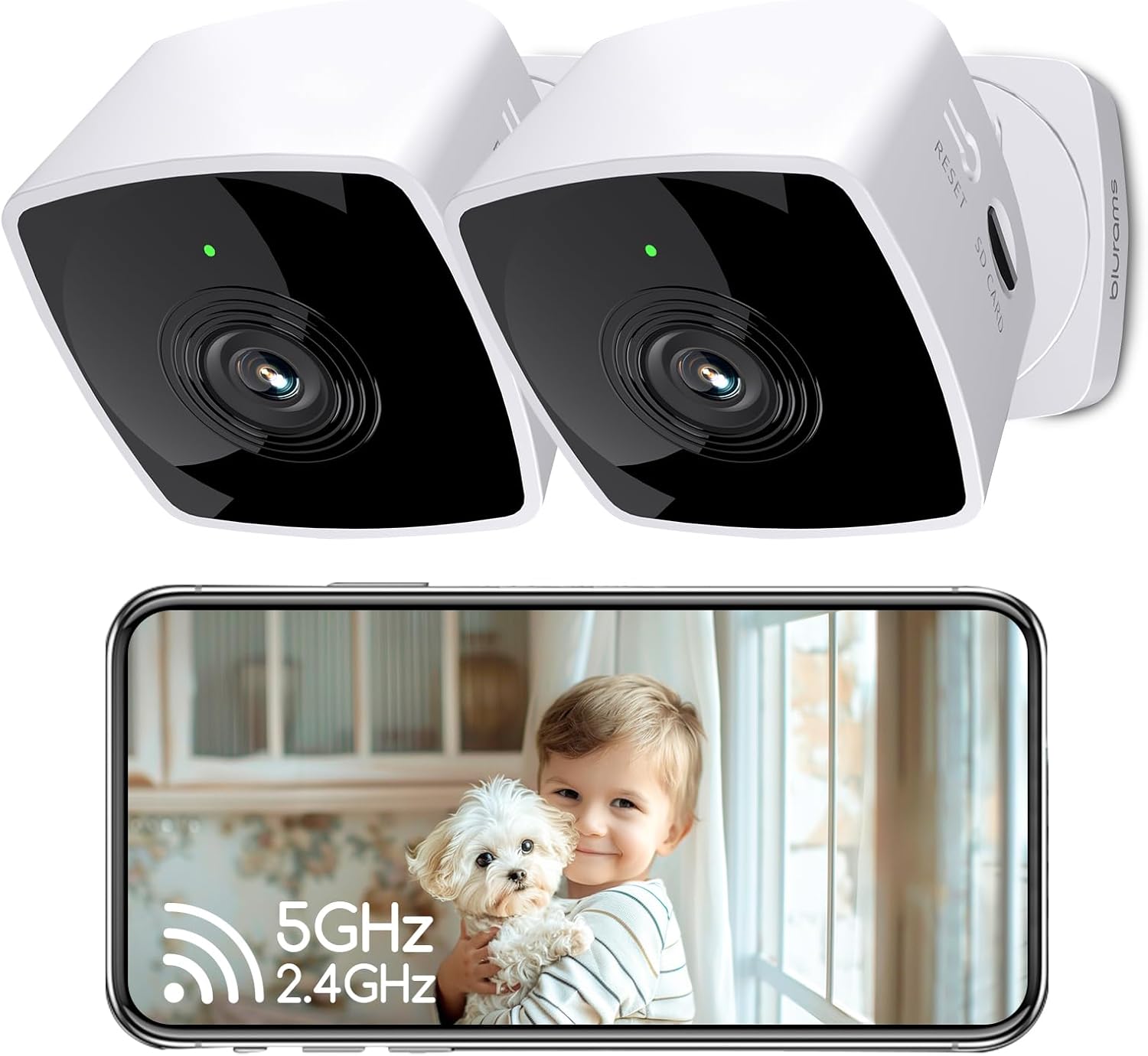 blurams Cameras for Home Security 5G&2.4G, 2K Security Camera Indoor, Pet Camera with Phone App