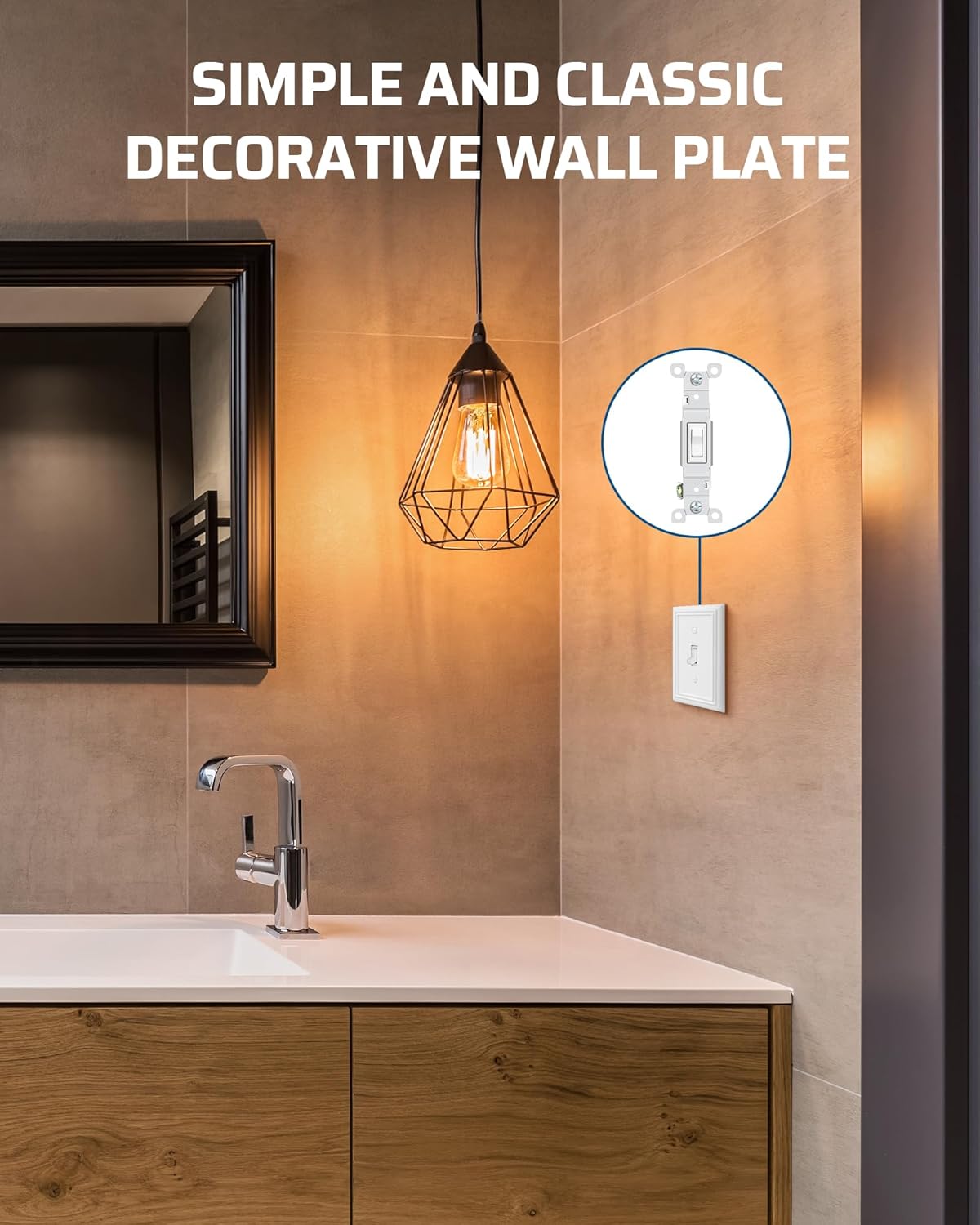 DEWENWILS Single Toggle Wall Plates, White Metal Light Switch Cover Plates, 4.92" x 3.14" Outlet