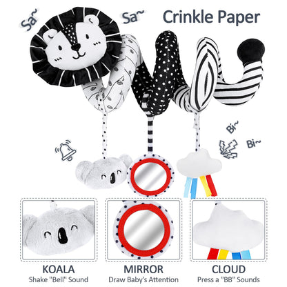 Joyreal High Contrast Baby Toys for Newborn, Black and White Baby Sensory Toys with Car Seat