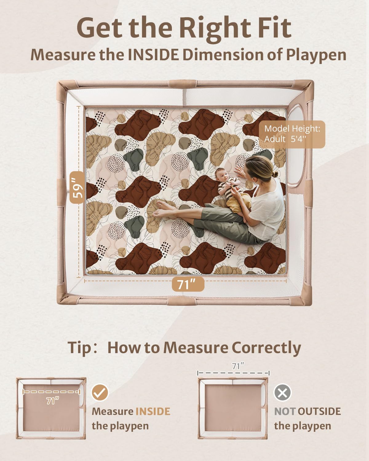 Blissful Diary Baby Play Mats for Floor, 71x59 Inch Extra Thicker & Large Soft Cushioning Foam