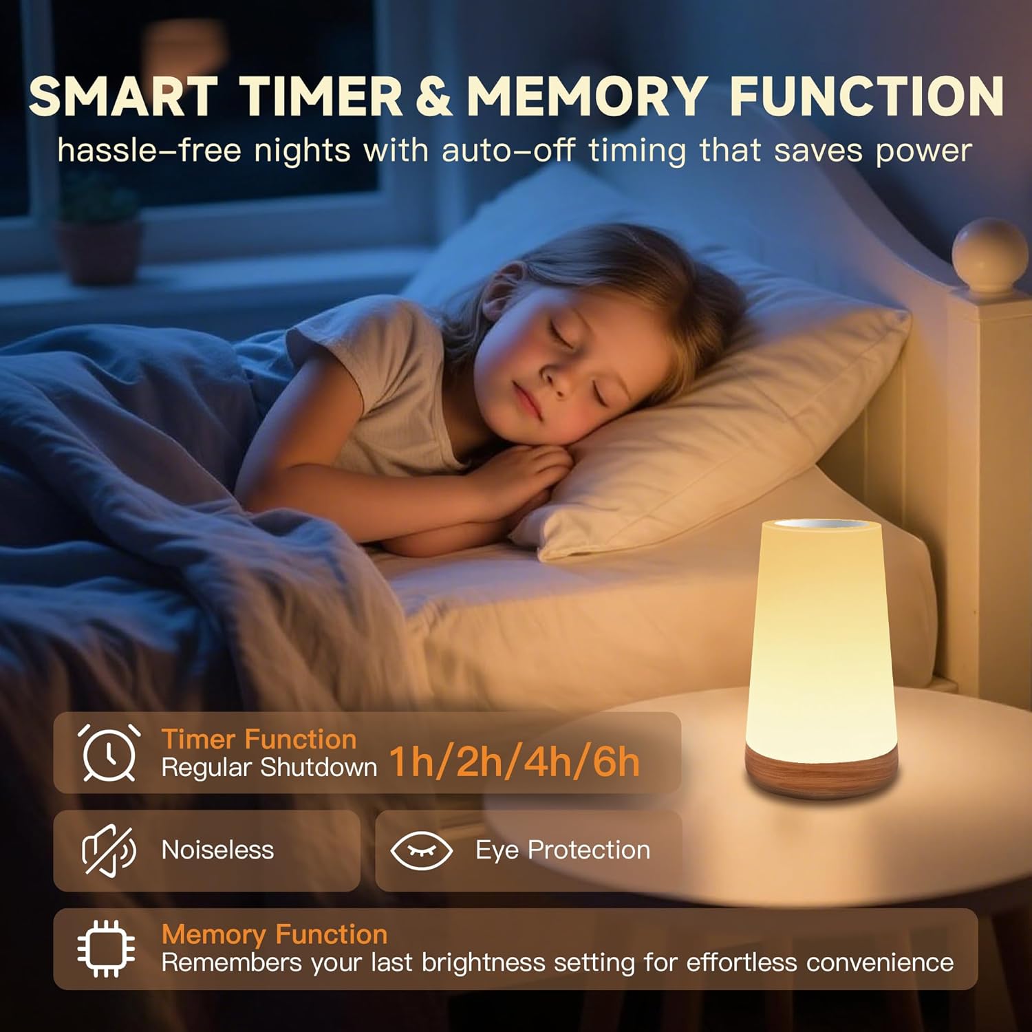 Night Light for Baby Nursery, 13 Colors Changing Touch Dimmable Night Lamp with Timer, Rechargeable
