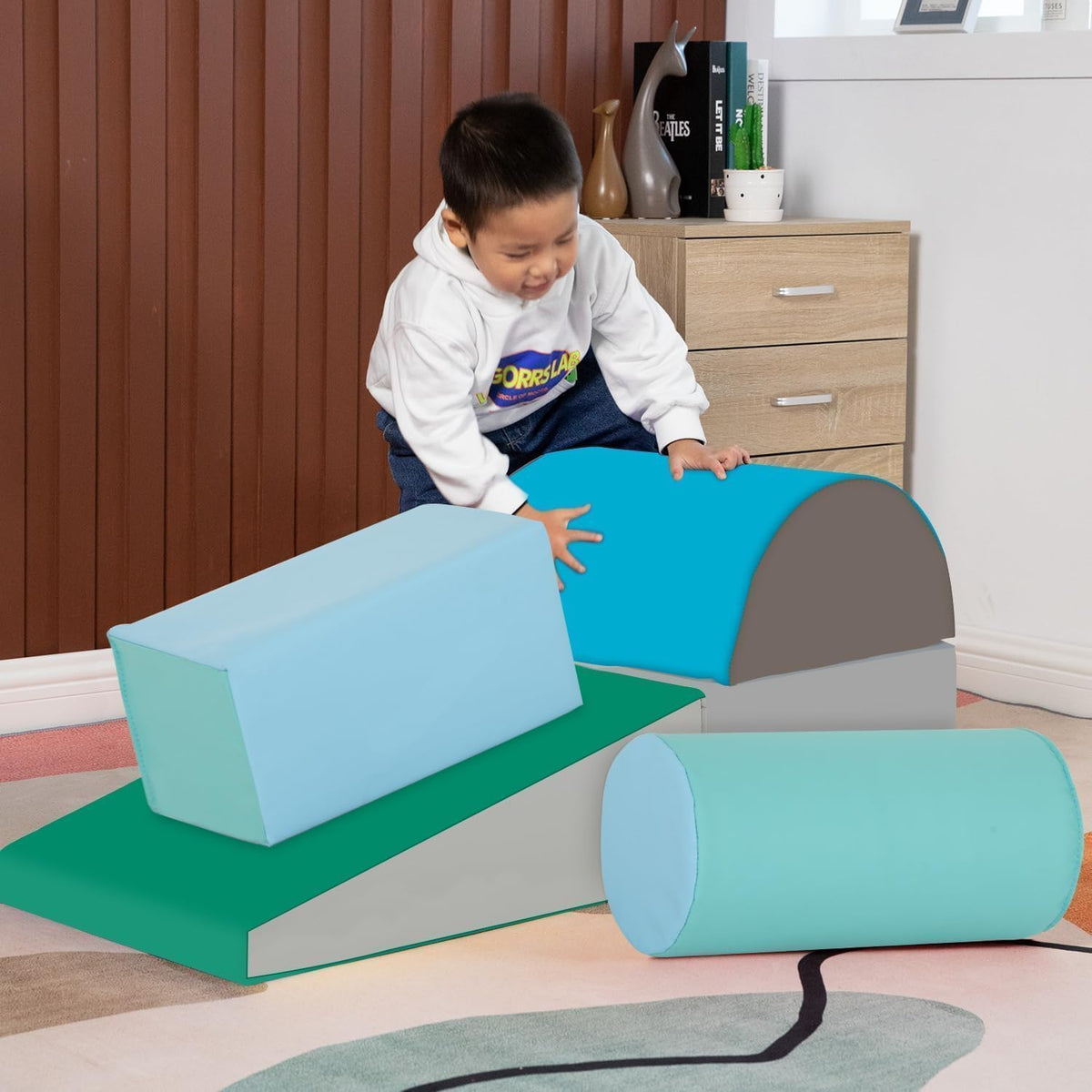 PayLessHere Climbing Toys for Toddlers 5 Piece Corner Foam Climbing Blocks Set with Soft Foam and