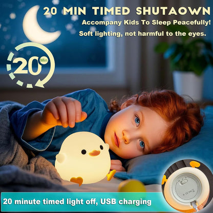 DREAMING MY DREAM Cute Duck Lamp,Do Do Duck Night Light,Silicone Squishy Nursery Bedside Lamp,USB