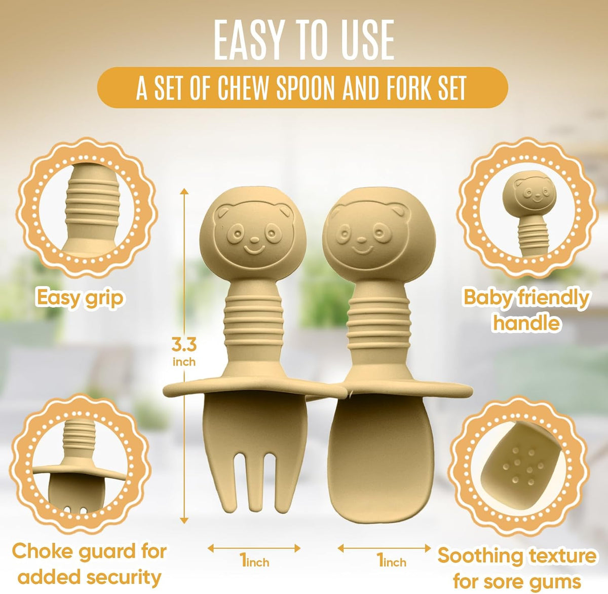 4pc Silicone Baby Spoons Self Feeding Baby Utensils 6-12 Months - 3 Baby Spoon - 1 Baby Fork