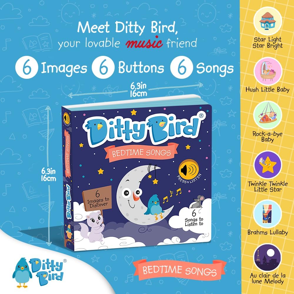Ditty Bird Musical Books for Toddlers | Interactive Nursery Rhymes Book with Sound | Old