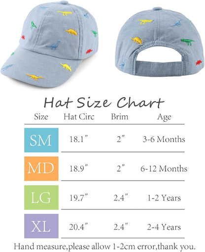 JANGANNSA Dinosaur Boys Girls Caps Embroidery Baby Baseball Caps Cotton Infant Toddler Kids Hat