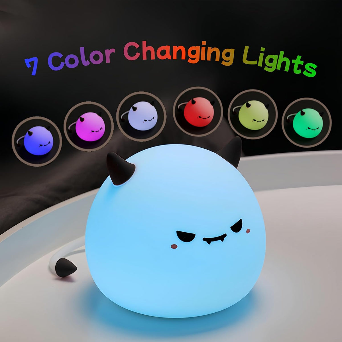 Cute Monster Night Light for Kids,Cute Monster lamp Soft Silicone Lamp 3 Level Dimmable Changing