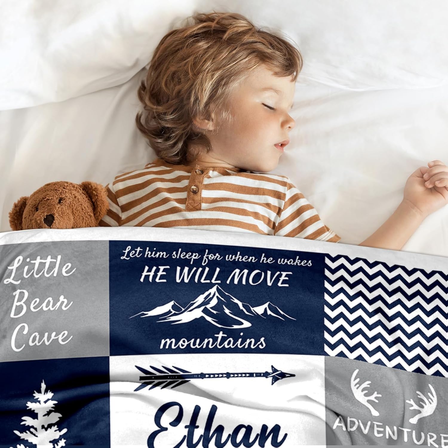 Ship Next Day, Personalized Baby Blankets - Printed in USA, Custom Name Blanket, Baby Blanket with