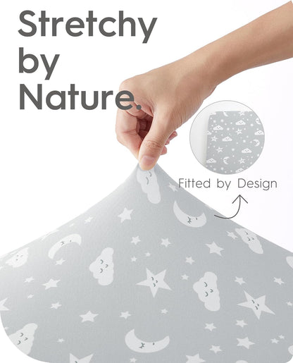 Crib Fitted Sheet Star, Super Stretchy Jersey Crib Sheets, Buttery Soft Boy Crib Mattress Sheets