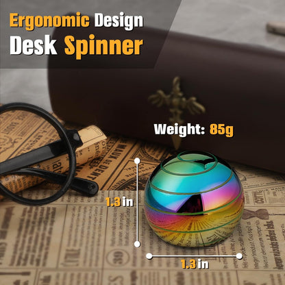 Luminous Kinetic Spinning Desk Toys, Metal Full Body Optical Illusion Fidget Spinner Ball, Glow in