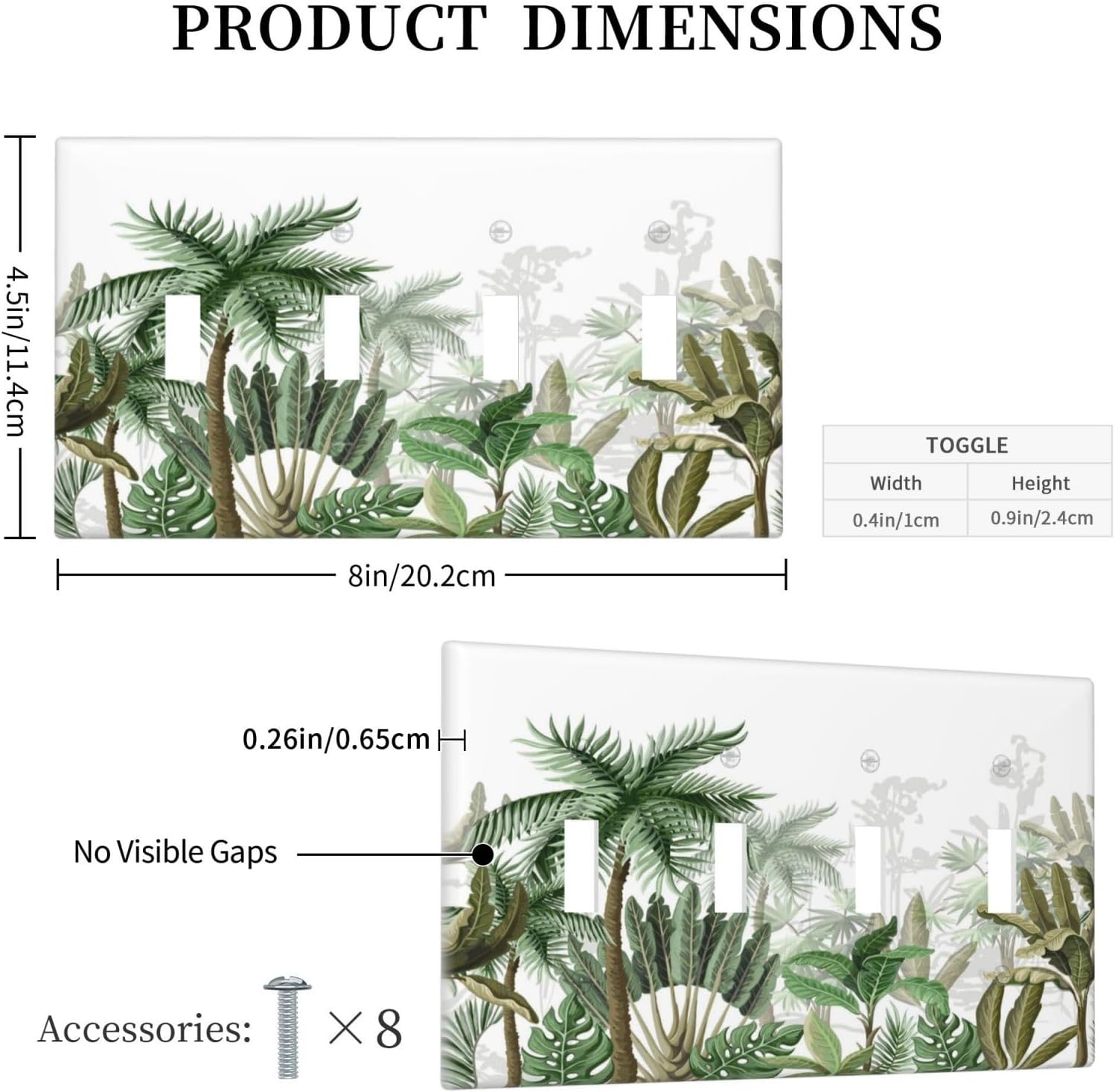 Palm Tree Banana Leaf Green Rainforest Natural Landscape Light Switch Covers Quad Toggle Electrical