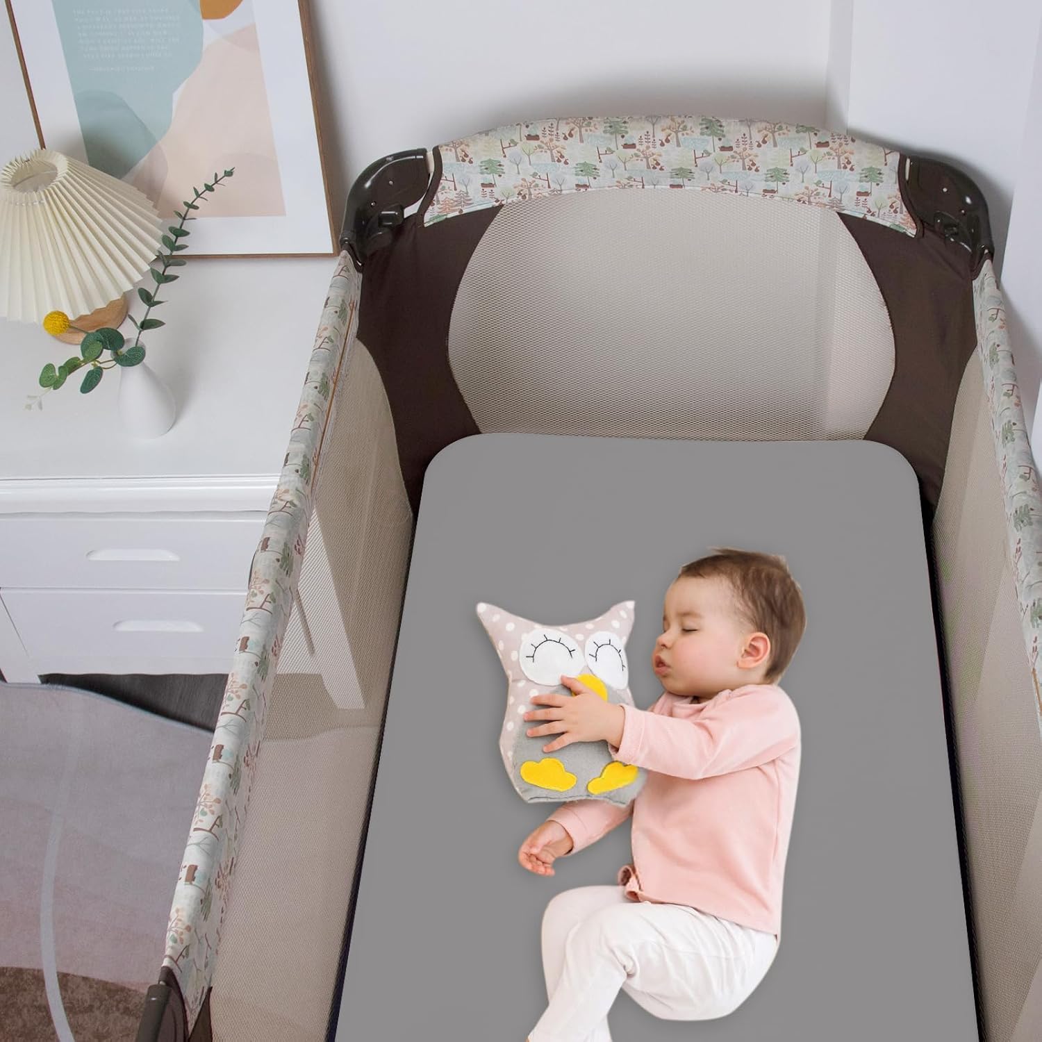 Biloban Mini Crib Sheets Fitted Waterproof 38'' x 24'', 2 Pack Mattress Protector Cover Fits for