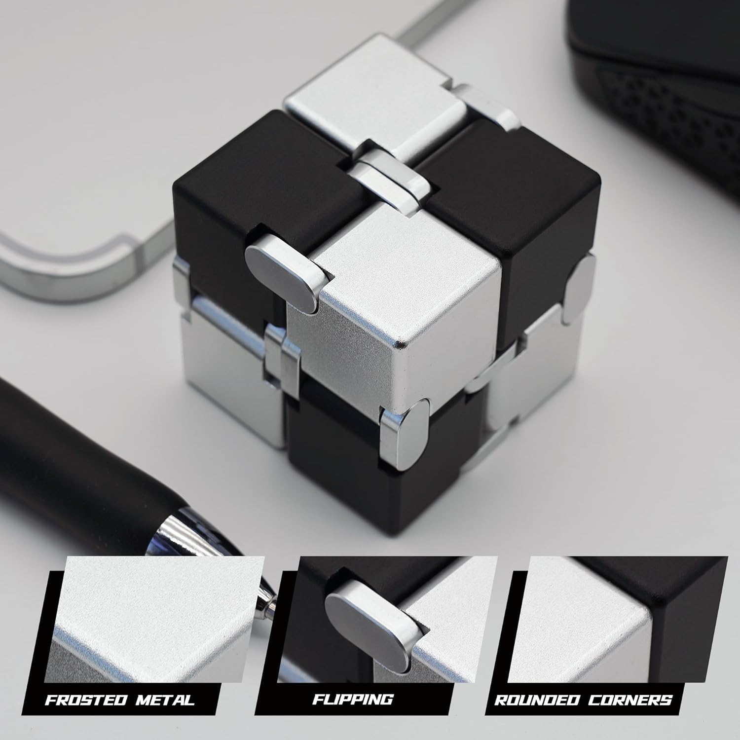 Infinity Cubes with Case, Fidget Infinity Cubes Metal for Kids Boys Girls, Silent Fidget Toys for