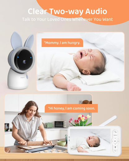 ARENTI 4MP 2.4G&5G WiFi Baby Monitor with 2 Cameras and Audio, Night Light, Auto Traking