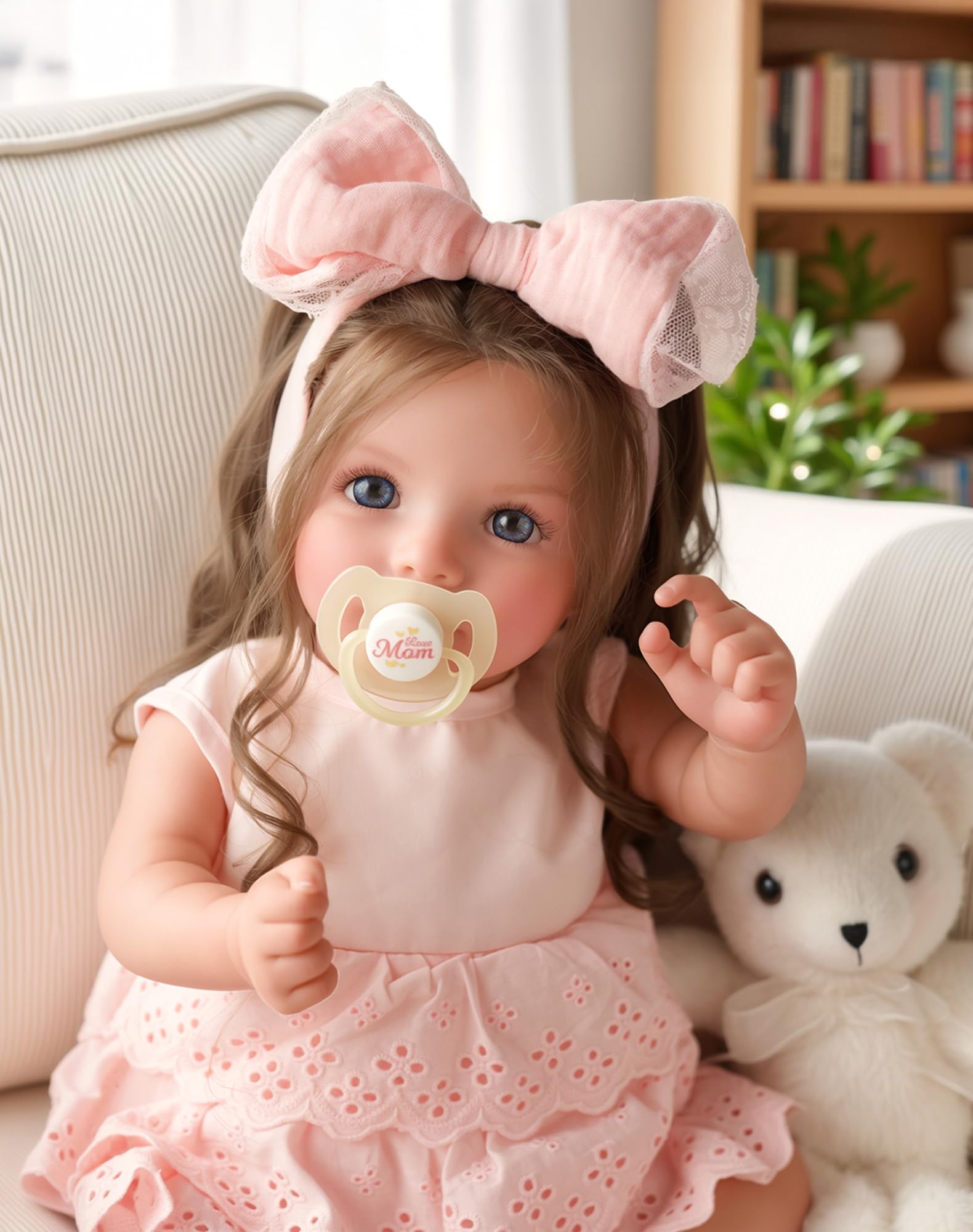 BABESIDE Dara 20 Inch Lifelike Reborn Baby Dolls, Long Brown Hair Girl