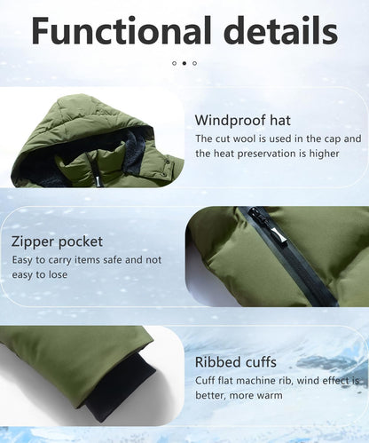 Kids Boy's Winter Coat Fleece Lined Waterproof Jacket Puffy Cotton Coat Thick Hooded Down Outdoor