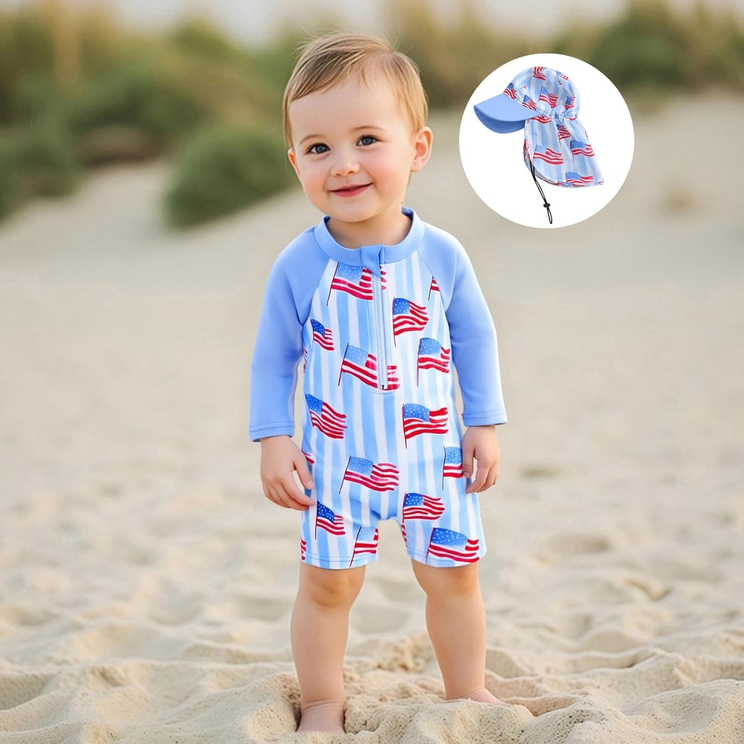 Hnyenmcko Baby/Toddler Boy Rash Guard Swimsuit Long Sleeve One Piece Zipper Swimwear Sunsuit Infant