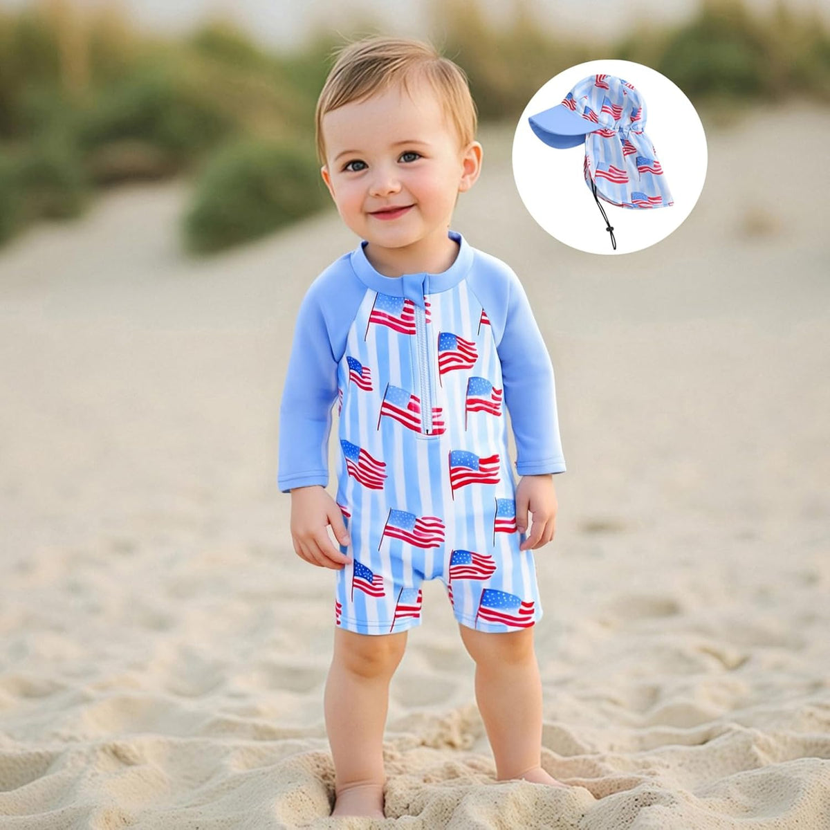 Hnyenmcko Baby/Toddler Boy Rash Guard Swimsuit Long Sleeve One Piece Zipper Swimwear Sunsuit Infant