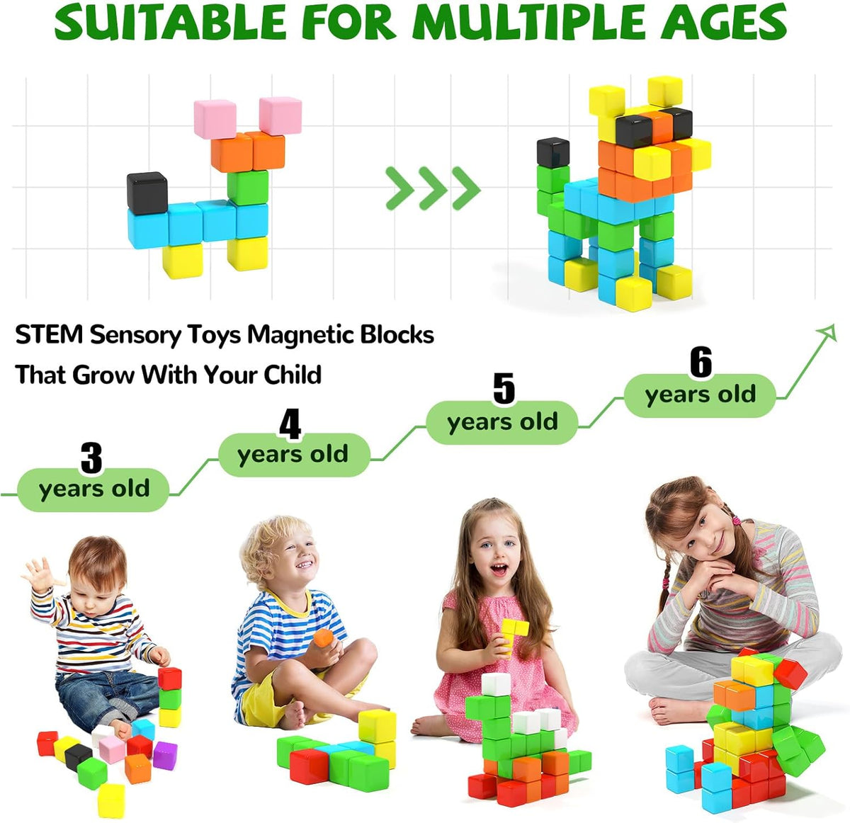Magnetic Blocks for Toddlers -Classroom Must Haves STEM Learning Toys for 3-5 Year Old Boys &