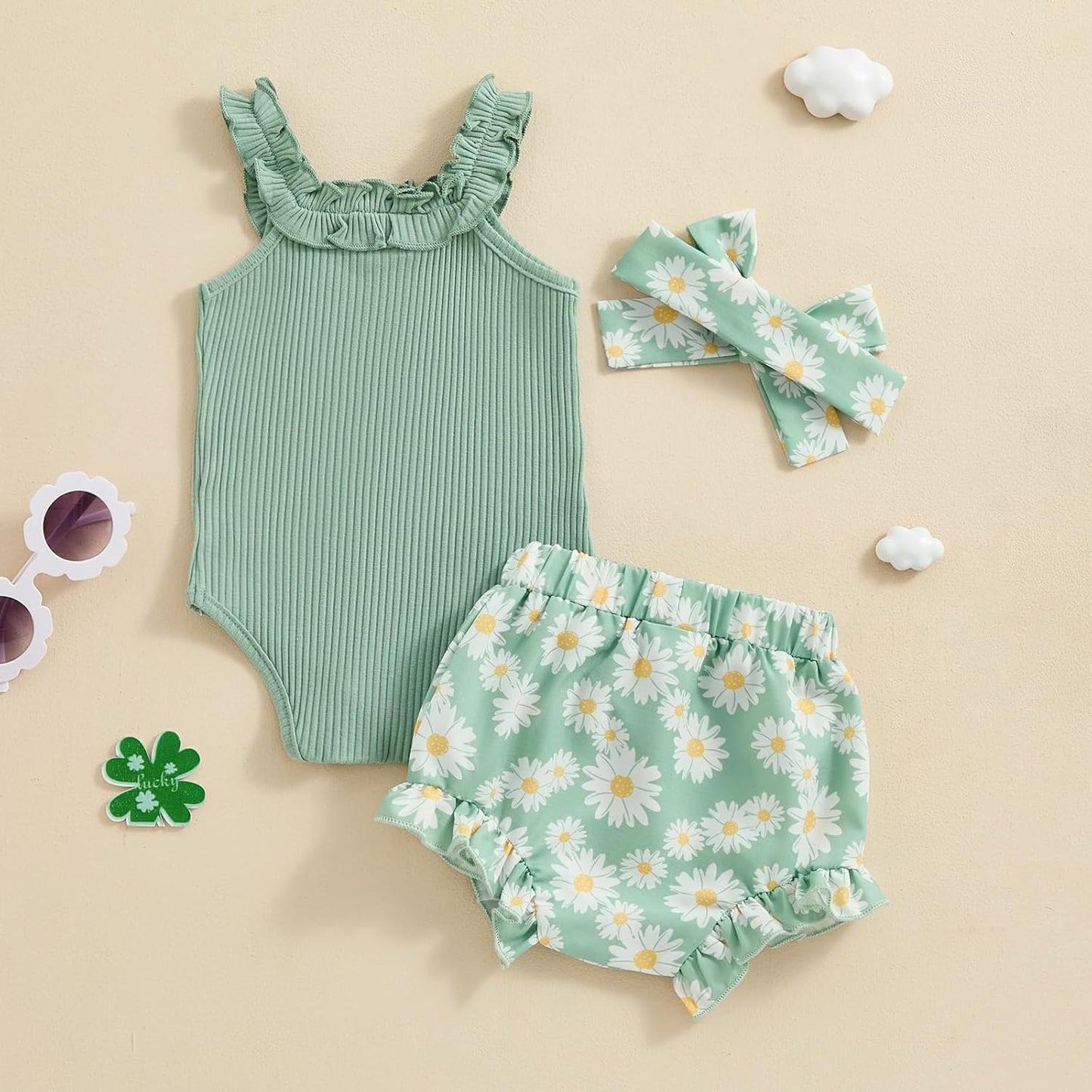 fhutpw Baby Girl Clothes Summer Cute Outfits 3 6 12 18 Months Spaghetti Strap Romper & Floarl
