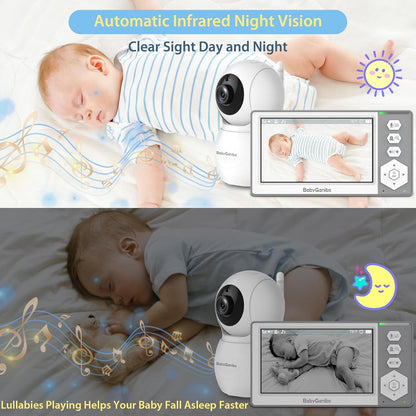 Baby Monitor with 4 Cameras Standby for 23-Hour Battery, Remote Control 4.3'' IPS Video Baby