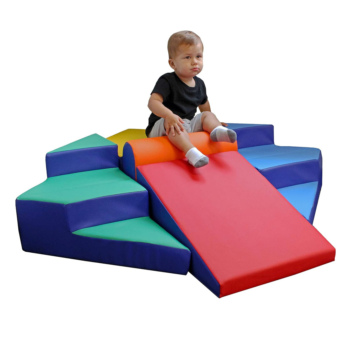 FDP SoftScape Step Up and Slide Corner Climber, Indoor Active Play Structure for Toddlers and