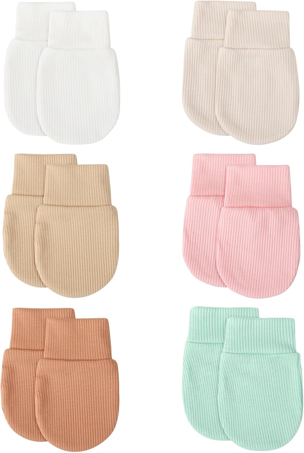 BQUBO 6 Pairs Newborn Baby Boys Girls Mittens 0-6 Months Unisex-Baby Infant Mittens Elastic No