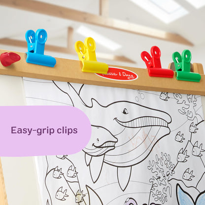 Melissa & Doug Deluxe Wooden Art Easel for Kids with Dry-Erase Board, Chalkboard & Drawing Paper