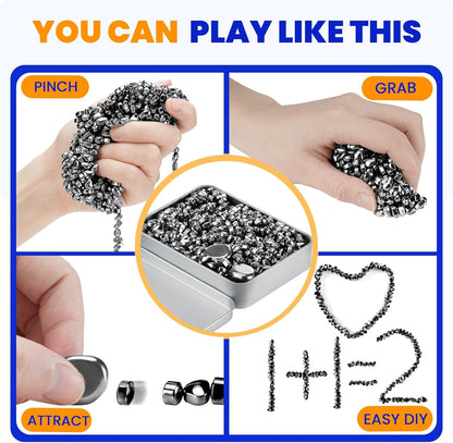 Magnetic Balls Over 1000 PCS Mini Magnetic Putty, with 2 Big Smooth Magnetic Beads, Fidget Toys for