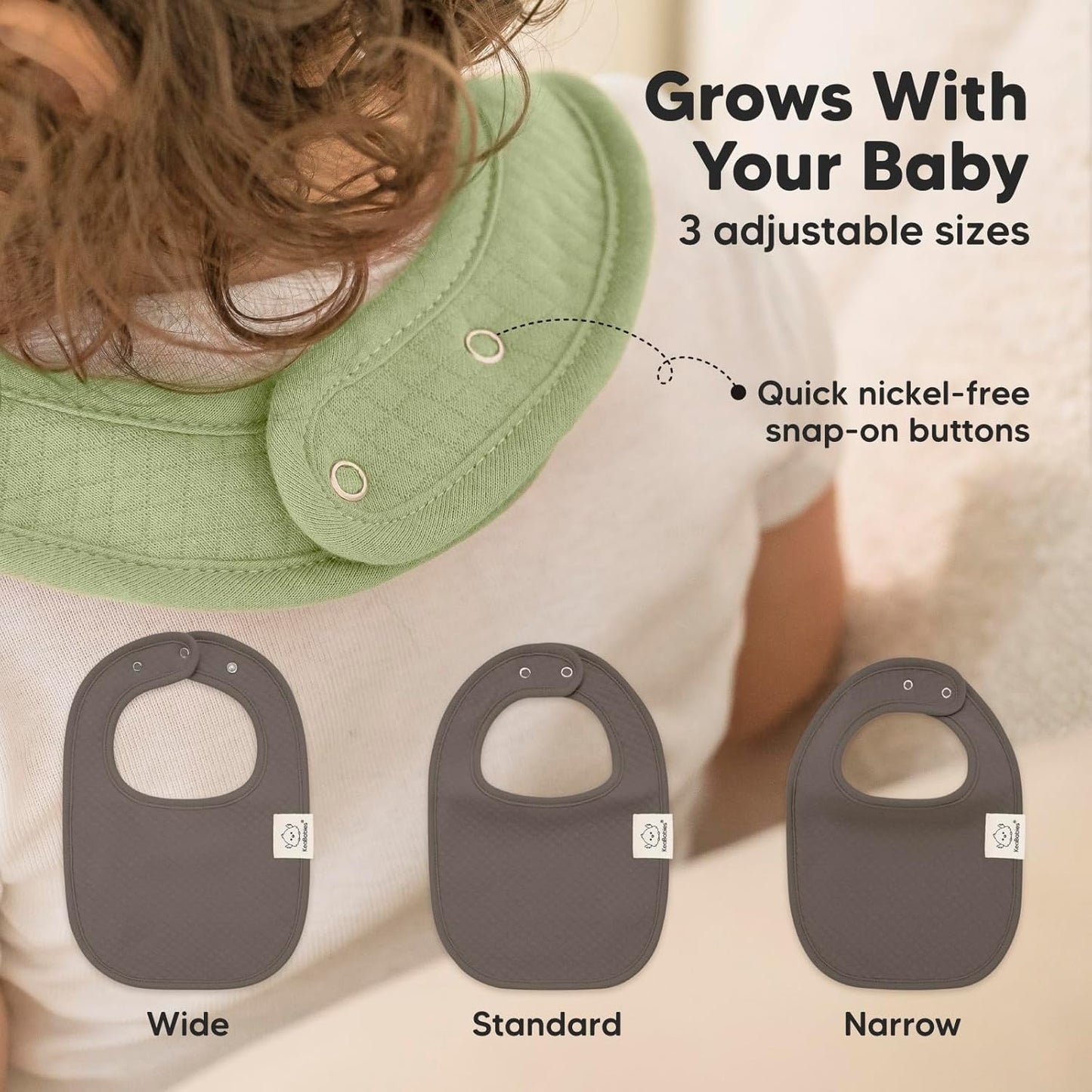 8-Pack Organic Baby Bibs for Girls, Boys - Quilted Cotton Cloth Baby Drool Bibs for Drooling and