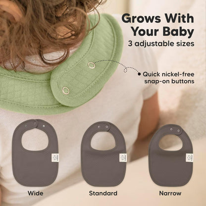 8-Pack Organic Baby Bibs for Girls, Boys - Quilted Cotton Cloth Baby Drool Bibs for Drooling and