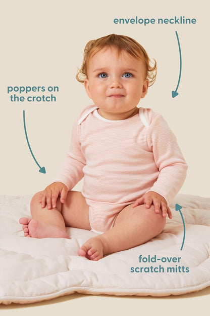 MORI Baby Supreme Comfort Long Sleeve Bodysuit for Boys and Girls - Unisex Romper with Envelope
