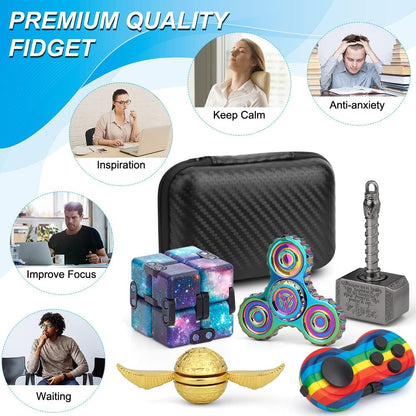 Cool Fidget Toys Set for Kids Adults, Wizard Fidget Spinner, Hammer Finger Hand Spinner, Infinity
