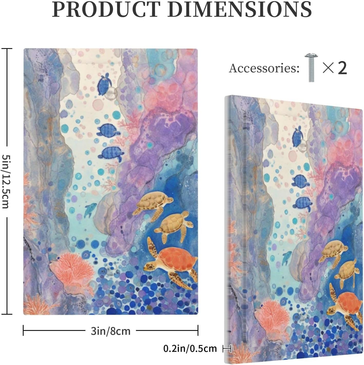 Turtle Coral Fish Watercolor Colorful Underwater World Light Switch Cover Plate 1 Gang No Device