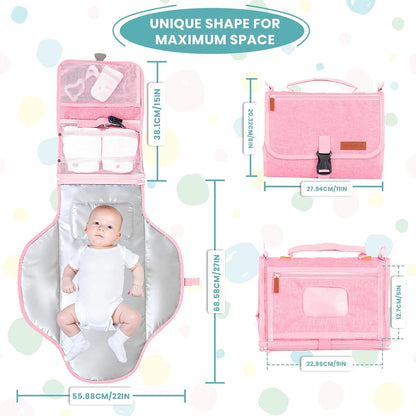 Portable Diaper Changing Pad - Baby Diaper Changer Travel Bag with Wipes Pocket, Smart Design