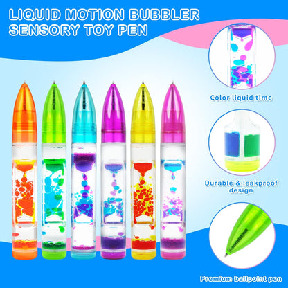 Liquid Motion Bubbler Sensory Toy Pen, Colorful Liquid Timer Pens Great for Stress and Anxiety