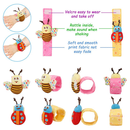 Wrist Rattles Foot Finder Rattle Toy for 0-6 Months Baby, Feet Leg Ankle Socks Arm Hand Bracelet