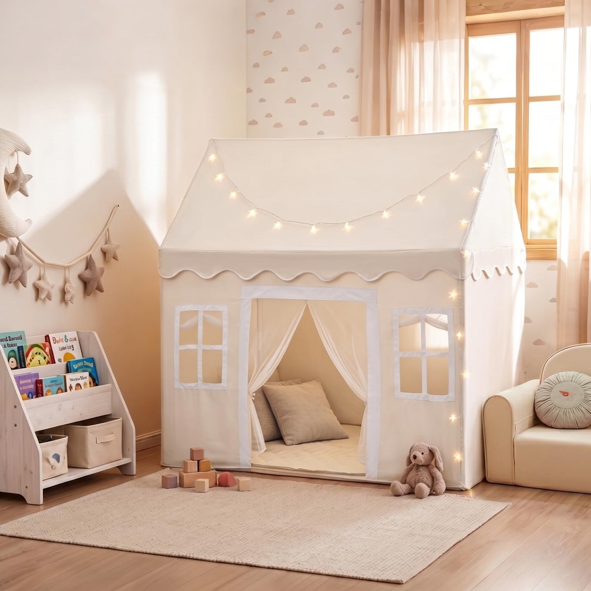 Tiny Land Kids Play Tent with Padded Mat & LED Lights, Ages 3+