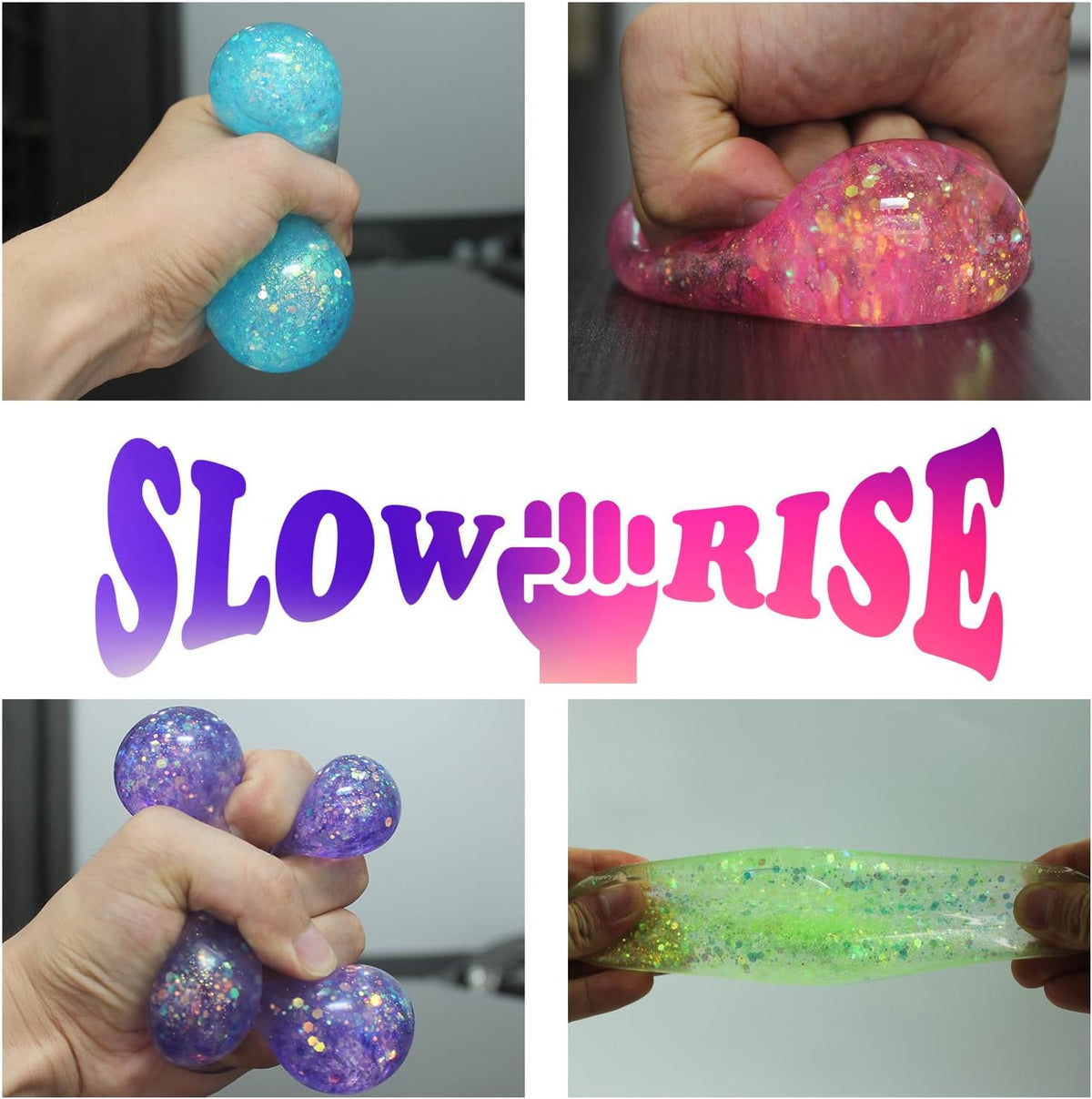 3Pack Slow Rise Glitter Squishy Cube Square Ice Cube Malt Sugar Stress Balls for Adults&Kids, Nice