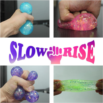3Pack Slow Rise Glitter Squishy Cube Square Ice Cube Malt Sugar Stress Balls for Adults&Kids, Nice