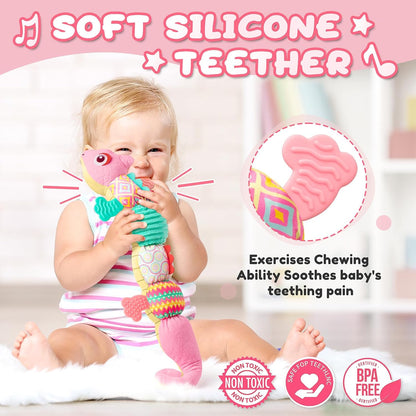 Baby Toys 0-6-12 Months, Musical Stuffed Animal Activity Soft Toys with Multi-Sensory