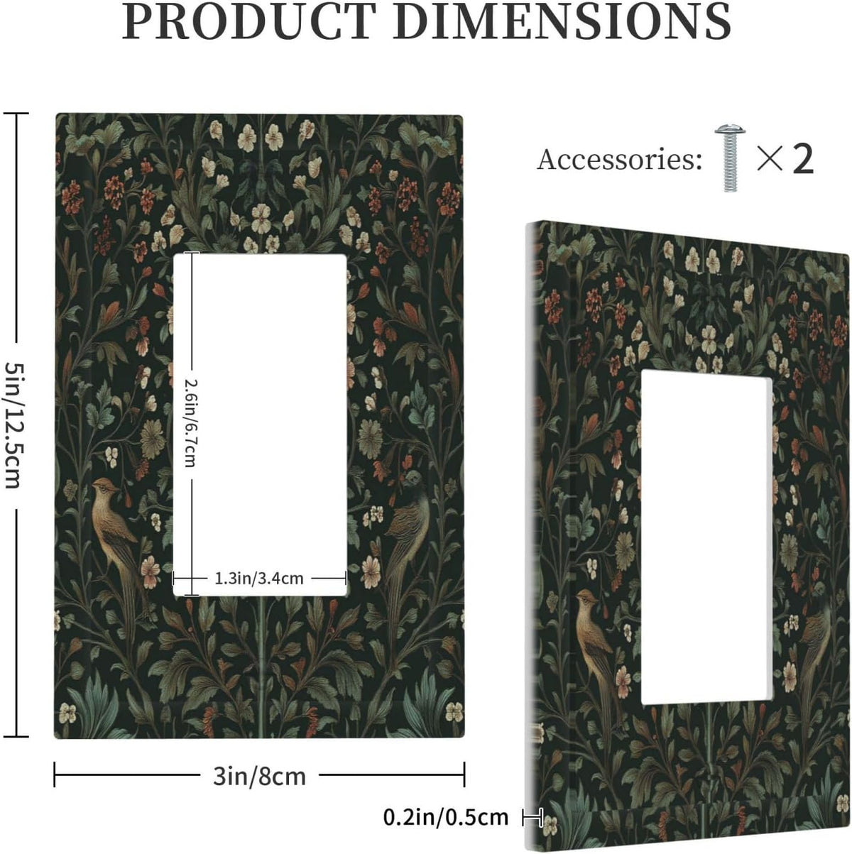 Decorative Outlet Covers Vintage Morris Colorful Flower Green Leaf 1 Gang Single Rocker Light