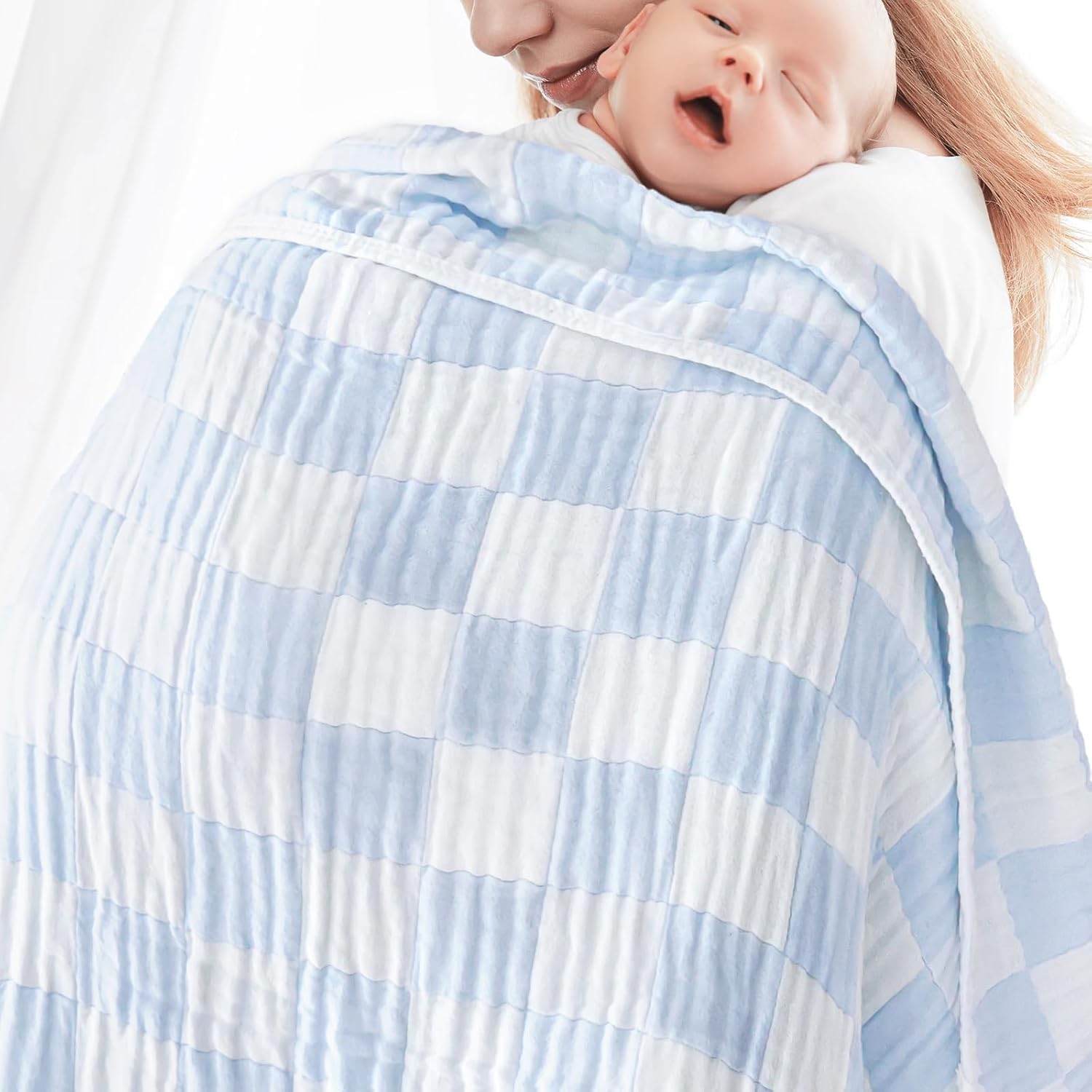 Muslin Baby Blankets for Boys Girls, 70% Cotton and 30% Rayon Blanket for Infant Toddler, Super