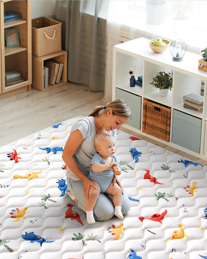 Odorless Premium Foam Baby Play Mat 4ft x 6ft, Soft Microfiber Fabric Crawling Mat for Floor
